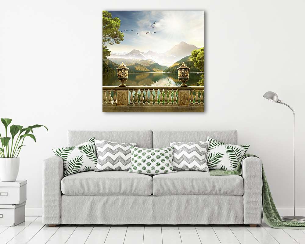 Hegyvidéki táj (keretezett kép) - vászonkép, falikép otthonra és irodába