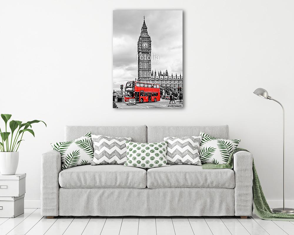 Big Ben és egy double-decker, London (fotótapéta) - vászonkép, falikép otthonra és irodába