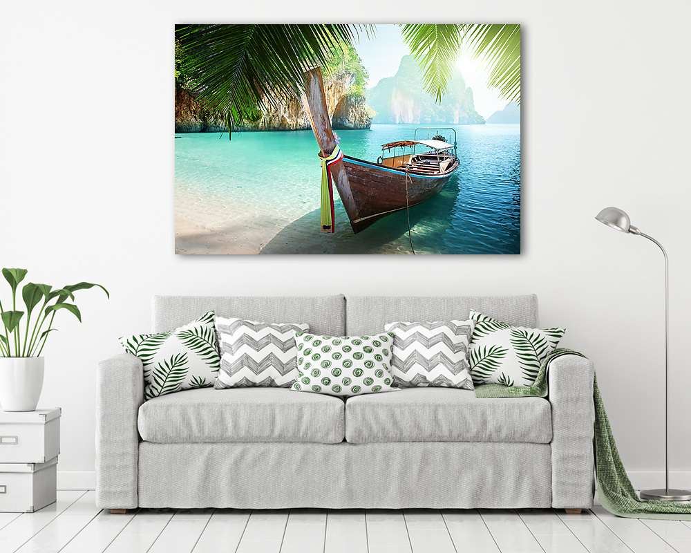 hosszú hajó Thaiföldön - vászonkép, falikép vásárlás hosszú hajó Thaiföldön (vászonkép) - vászonkép, falikép otthonra és irodába