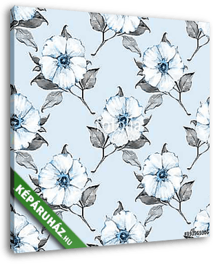 Floral seamless pattern. Watercolor background with white flower - vászonkép 3D látványterv