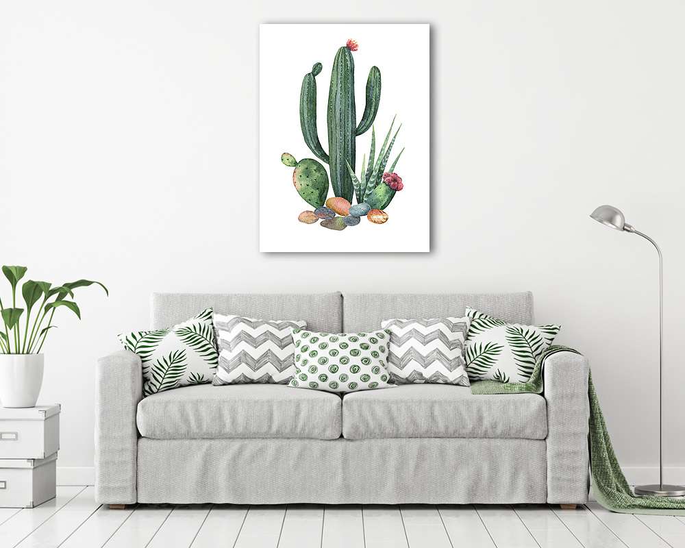 Watercolor collection of cacti and succulents plants isolated on - vászonkép, falikép vásárlás Watercolor collection of cacti and succulents plants isolated on (vászonkép) - vászonkép, falikép otthonra és irodába