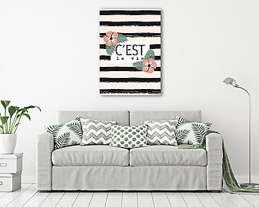 C'est La Vie Striped Card Design (vászonkép) - vászonkép, falikép otthonra és irodába