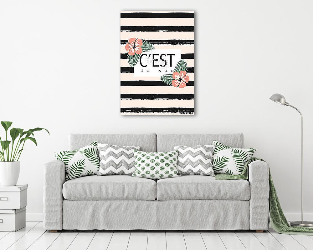 C'est La Vie Striped Card Design - vászonkép, falikép vásárlás C'est La Vie Striped Card Design (keretezett kép) - vászonkép, falikép otthonra és irodába
