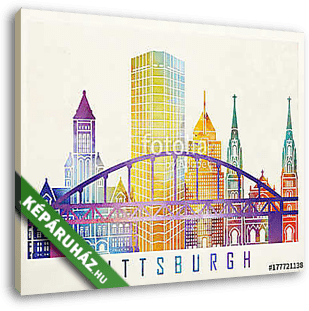 Pittsburgh landmarks watercolor poster - vászonkép 3D látványterv