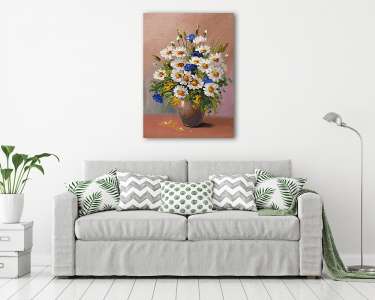 Virágcsokor a vázában (olajfestmény reprodukció) (vászonkép) - vászonkép, falikép otthonra és irodába