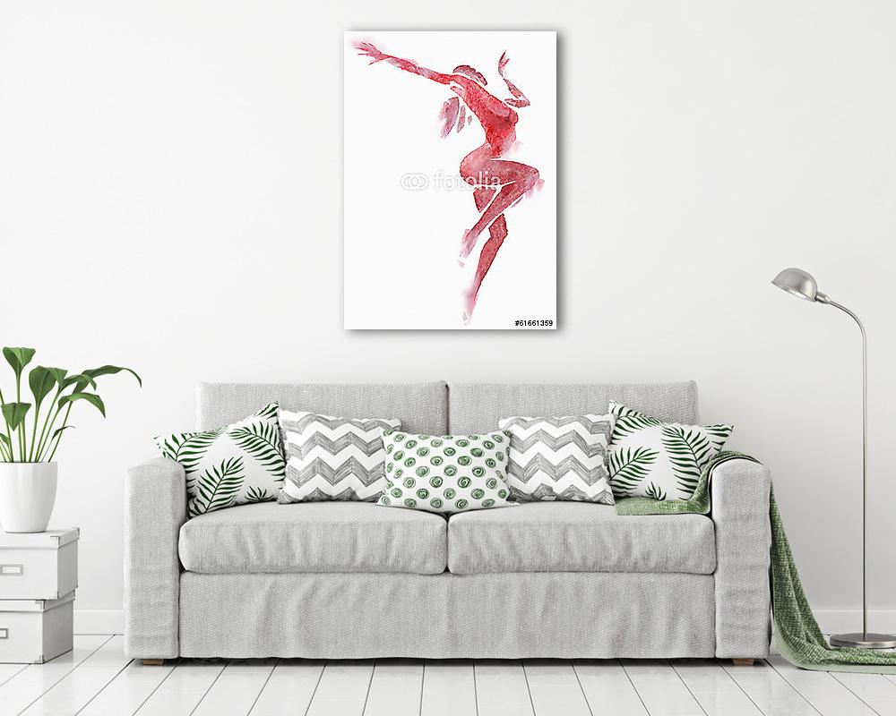 Meztelen modern táncos RedWatercolor fehér színben (fotótapéta) - vászonkép, falikép otthonra és irodába