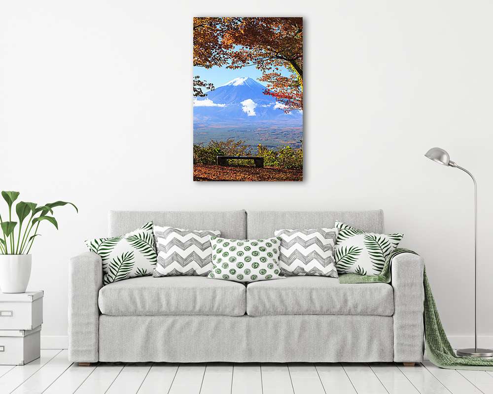 Az őszi szezon a Mt. Fuji Japánban, szép sárga színnel (többrészes kép) - vászonkép, falikép otthonra és irodába