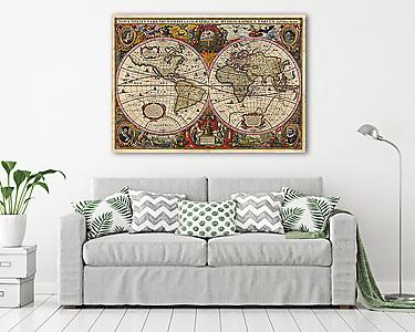 Antik világtérkép (17. század) (vászonkép) - vászonkép, falikép otthonra és irodába