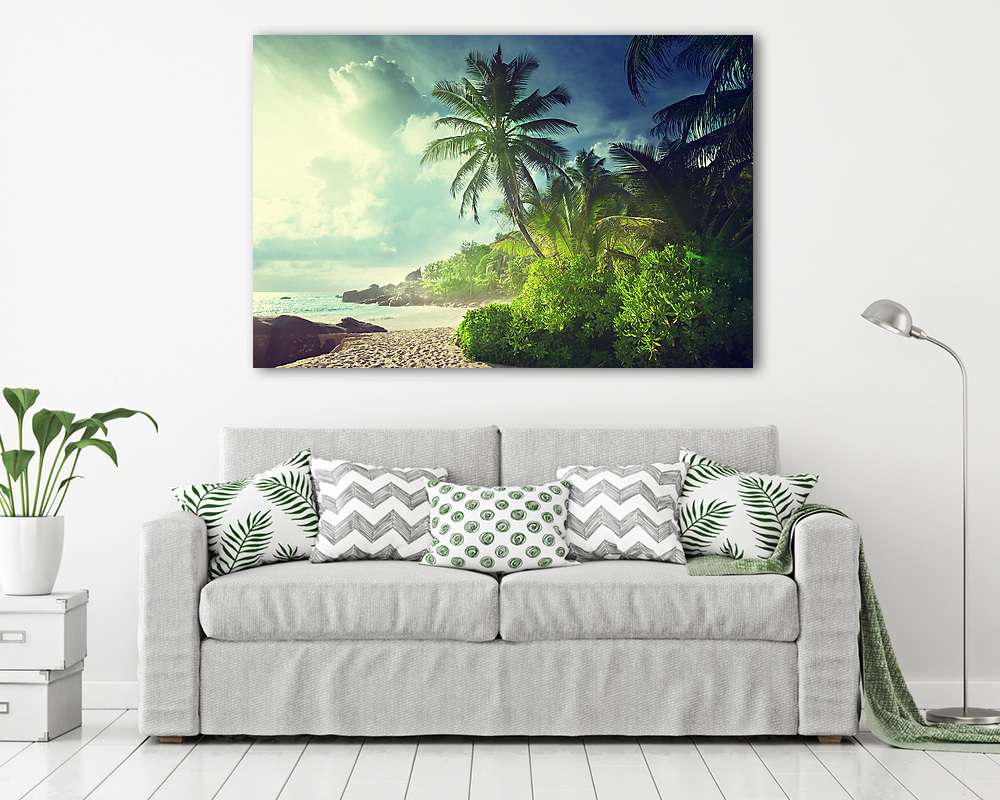 napnyugta a Seychelles-i tengerparton - vászonkép, falikép vásárlás napnyugta a Seychelles-i tengerparton (vászonkép) - vászonkép, falikép otthonra és irodába