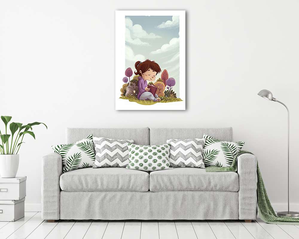 Meseolvasás (keretezett kép) - vászonkép, falikép otthonra és irodába