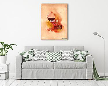 Boros pohár szőlővel akvarell texturával (vászonkép) - vászonkép, falikép otthonra és irodába