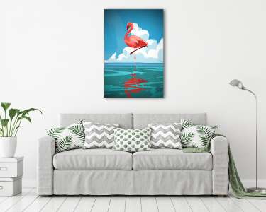 Flamingó a tengeren (vászonkép) - vászonkép, falikép otthonra és irodába