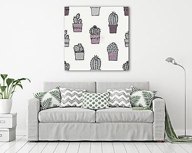 Hand Drawn Cactus Pattern (vászonkép) - vászonkép, falikép otthonra és irodába