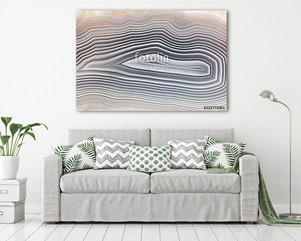 Amazing Banded Agate Crystal cross section as a background. Natural light translucent agate crystal surface, Gray abstract expre (vászonkép) - vászonkép, falikép otthonra és irodába