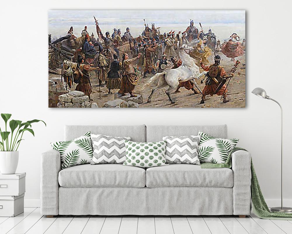 Magyarok bejövetele - A fehér ló feláldozása - részlet 2 (keretezett kép) - vászonkép, falikép otthonra és irodába