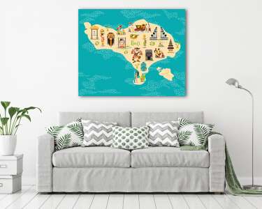 Bali infografikus térkép (vászonkép) - vászonkép, falikép otthonra és irodába