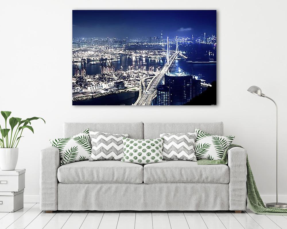 Hongkongi látkép a kikötővel (vászonkép) - vászonkép, falikép otthonra és irodába