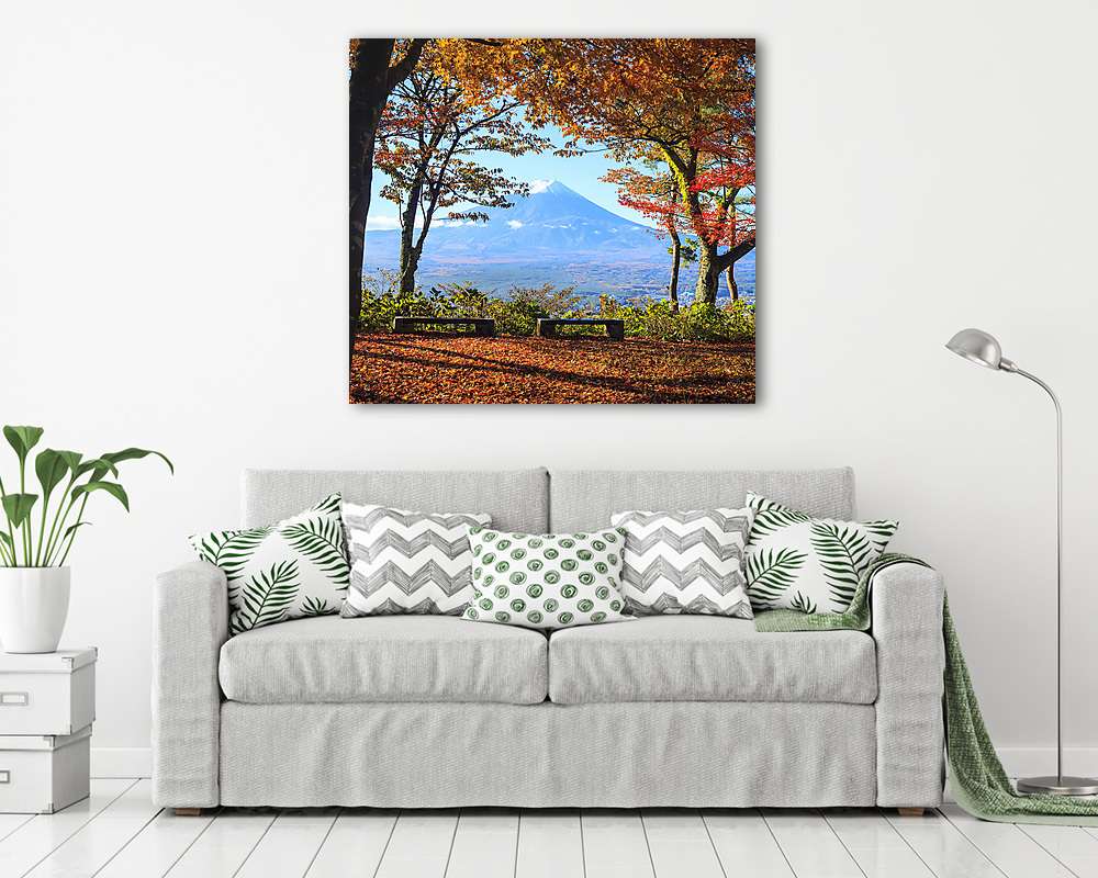 Az őszi szezon az Mt. Fuji Japánban, szép sárga színnel (vászonkép) - vászonkép, falikép otthonra és irodába