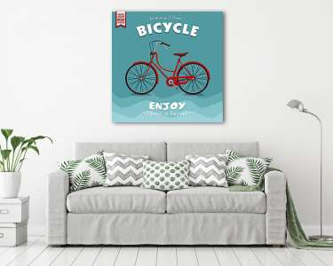 Vintage kerékpár retro plakát - kék (vászonkép) - vászonkép, falikép otthonra és irodába