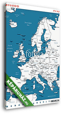 Európa - térkép és navigációs címkék - illustration.Image contai - vászonkép 3D látványterv