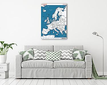 Európa - térkép és navigációs címkék - illustration.Image contai (vászonkép) - vászonkép, falikép otthonra és irodába