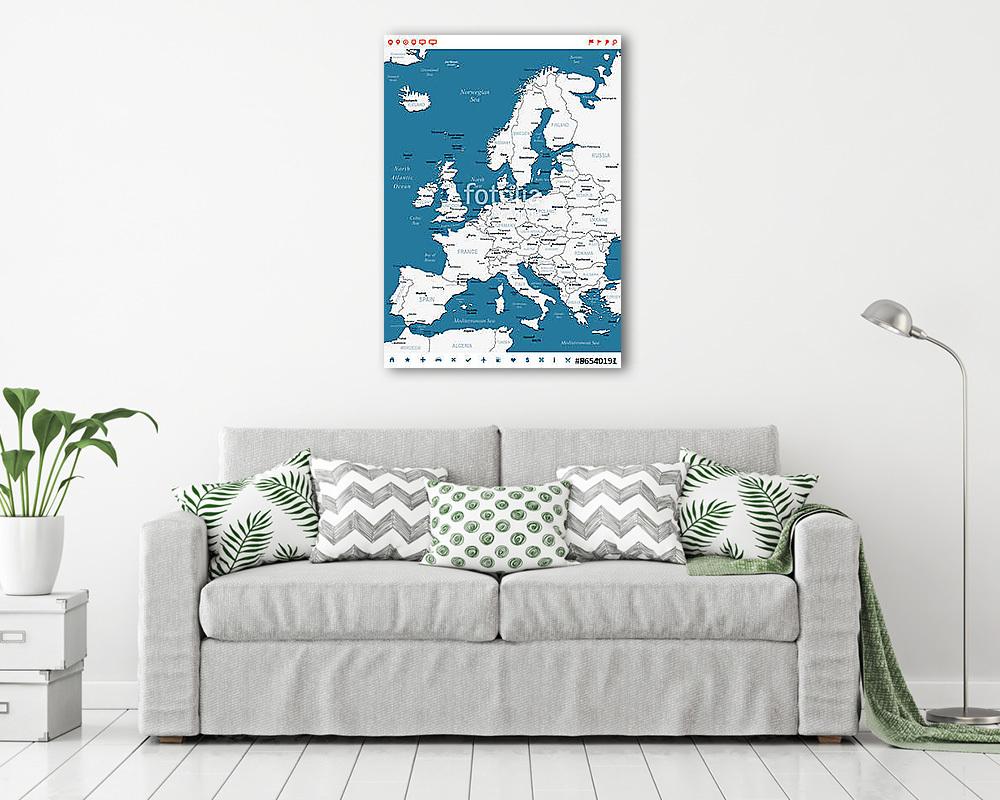 Európa - térkép és navigációs címkék - illustration.Image contai - vászonkép, falikép vásárlás Európa - térkép és navigációs címkék - illustration.Image contai (vászonkép) - vászonkép, falikép otthonra és irodába