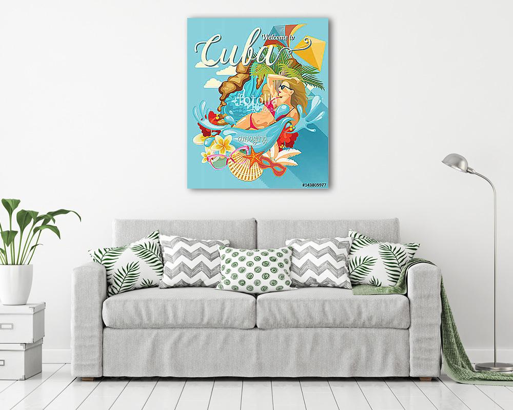 Kuba látványosság és látnivalók - utazási képeslap fogalom. Vect - vászonkép, falikép vásárlás Kuba látványosság és látnivalók - utazási képeslap fogalom. Vect (vászonkép) - vászonkép, falikép otthonra és irodába