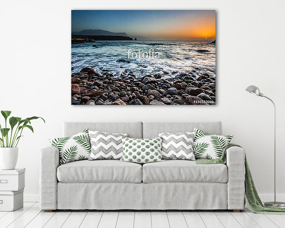 Colorful sunset seascape at Gran Canaria Island coast. Canary Is (többrészes kép) - vászonkép, falikép otthonra és irodába