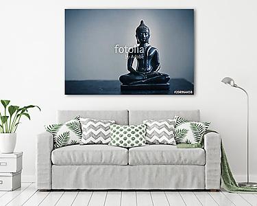 black statue of Buddha (vászonkép) - vászonkép, falikép otthonra és irodába