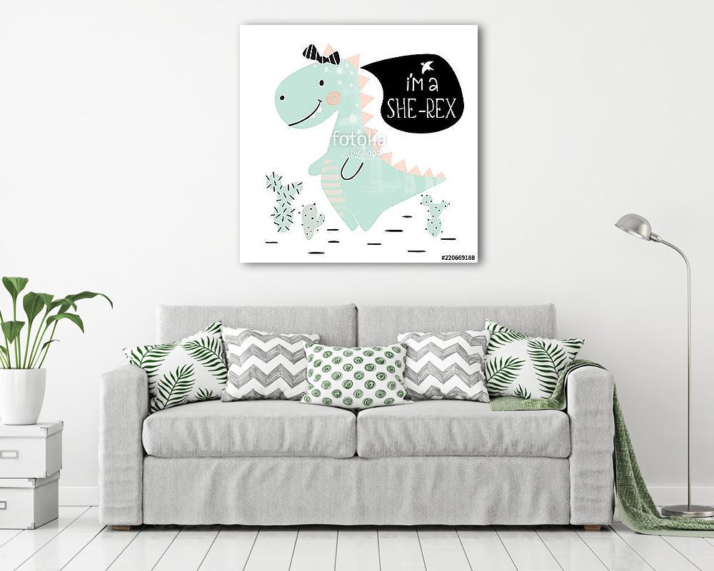 A lány T-Rex az She-Rex (többrészes kép) - vászonkép, falikép otthonra és irodába