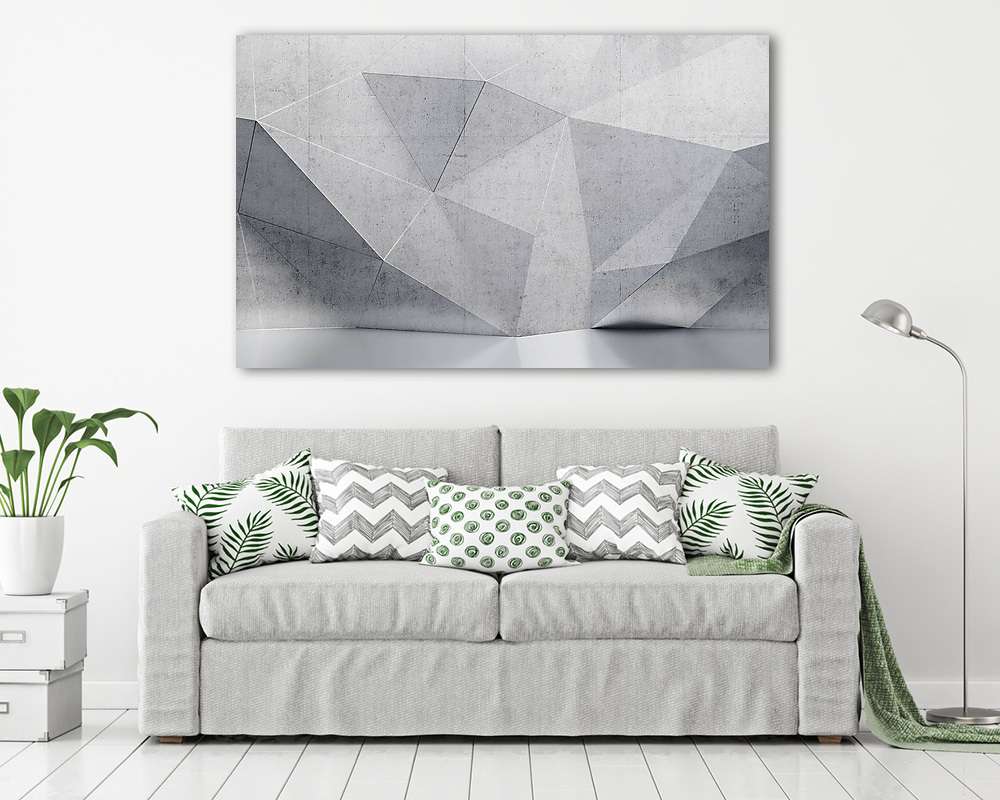 abstract interior wall with polygonal pattern (keretezett kép) - vászonkép, falikép otthonra és irodába