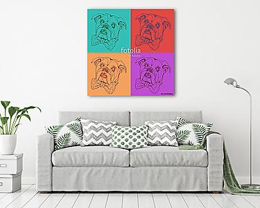 Portrait of dog Bulldog. Pop art vector pattern. Illustration for T-shirt graphics, fashion print, poster, textiles.. (vászonkép) - vászonkép, falikép otthonra és irodába