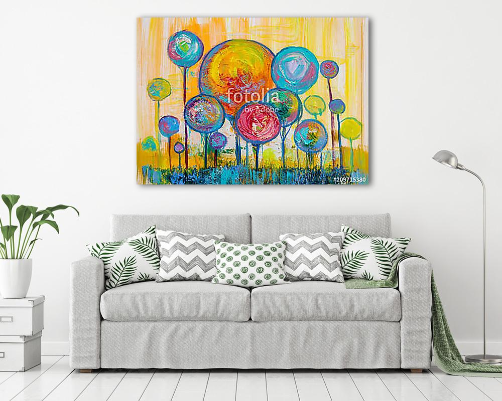 Színes képzeletbeli fák (olajfestmény reprodukció) - vászonkép, falikép vásárlás Színes képzeletbeli fák (olajfestmény reprodukció) (keretezett kép) - vászonkép, falikép otthonra és irodába