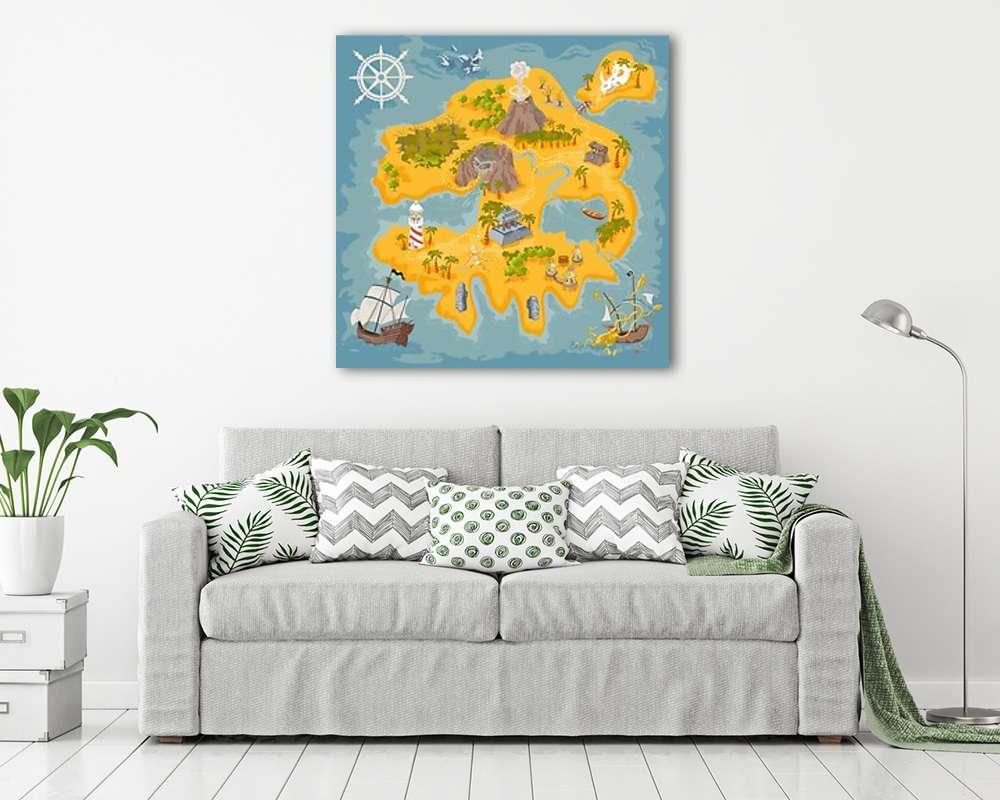 Kalóztérkép  (keretezett kép) - vászonkép, falikép otthonra és irodába