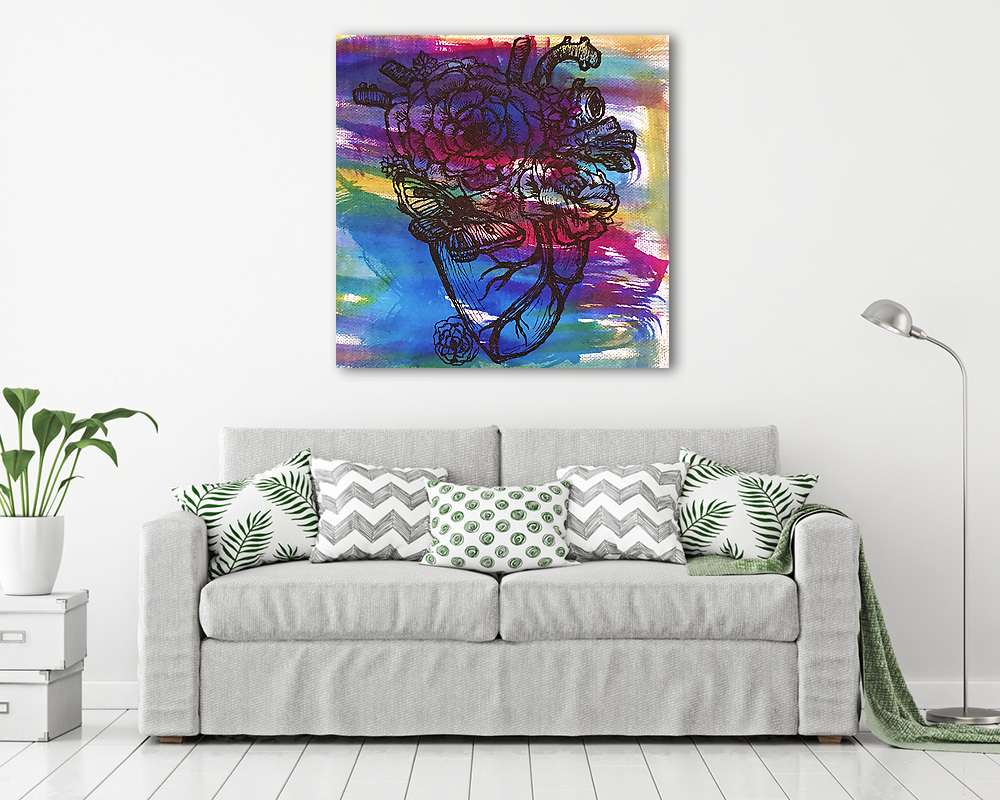 Szív növényekkel grafika - vászonkép, falikép vásárlás Szív növényekkel grafika (vászonkép) - vászonkép, falikép otthonra és irodába