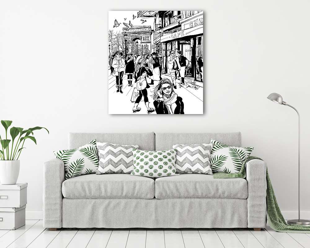 A párizsi Champs-Elysees sugárúton sétálók - vászonkép, falikép vásárlás A párizsi Champs-Elysees sugárúton sétálók (vászonkép) - vászonkép, falikép otthonra és irodába
