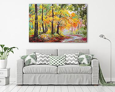 Őszi lombkoronák ösvénnyel (olajfestmény reprodukció) (vászonkép) - vászonkép, falikép otthonra és irodába