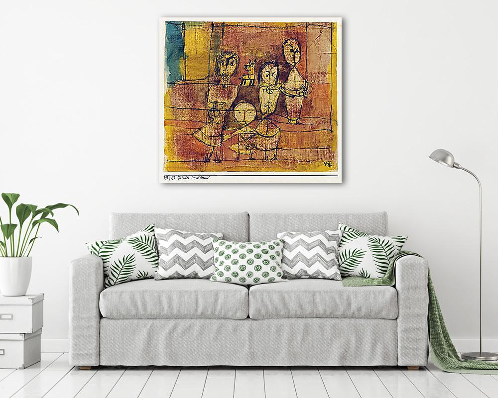 Kinder und Hund - színverzió 1. (keretezett kép) - vászonkép, falikép otthonra és irodába