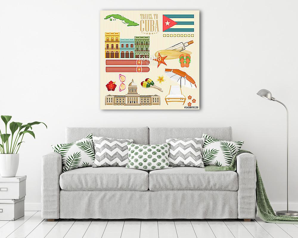 Kuba látványosság és látnivalók - utazási képeslap fogalom. Vect - vászonkép, falikép vásárlás Kuba látványosság és látnivalók - utazási képeslap fogalom. Vect (vászonkép) - vászonkép, falikép otthonra és irodába