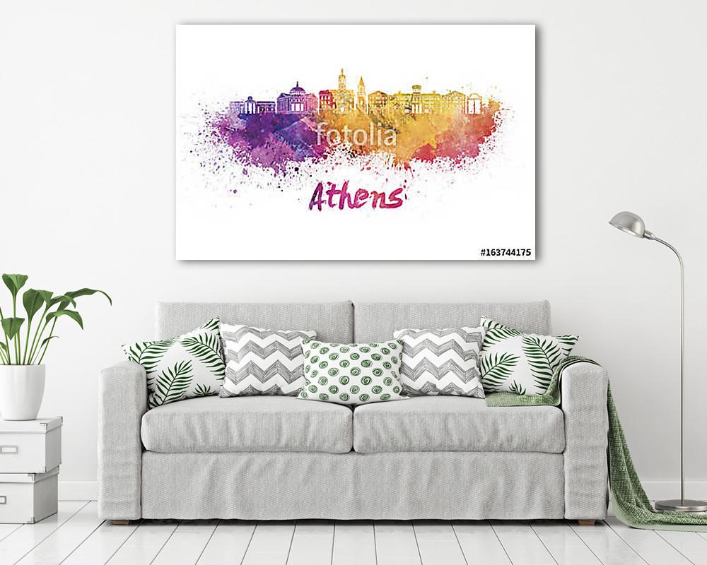 Athens GA skyline in watercolor splatters with clipping path (vászonkép) - vászonkép, falikép otthonra és irodába