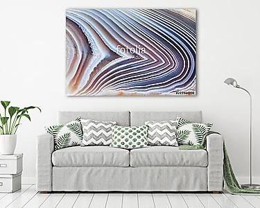 Amazing Banded Agate Crystal cross section as a background. Natural light translucent agate crystal surface, Gray abstract expre (vászonkép) - vászonkép, falikép otthonra és irodába