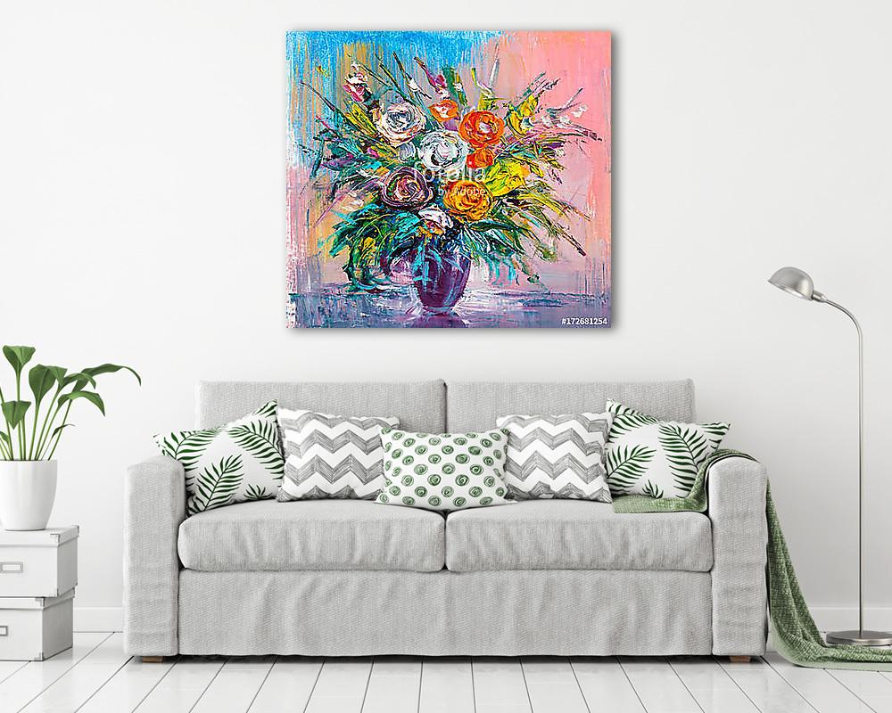 Színes rózsa csokor - vászonkép, falikép vásárlás Színes rózsa csokor (keretezett kép) - vászonkép, falikép otthonra és irodába