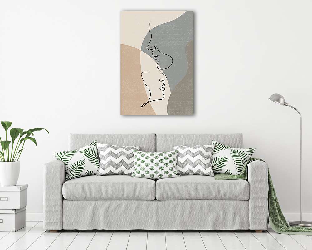 Szerelmes pár grafika - Összebújás (poszter) - vászonkép, falikép otthonra és irodába