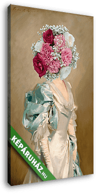 Nő, virágcsokorral a feje helyén (Barokk & Graffiti) - vászonkép 3D látványterv Nő, virágcsokorral a feje helyén (Barokk & Graffiti) - vászonkép 3D látványterv