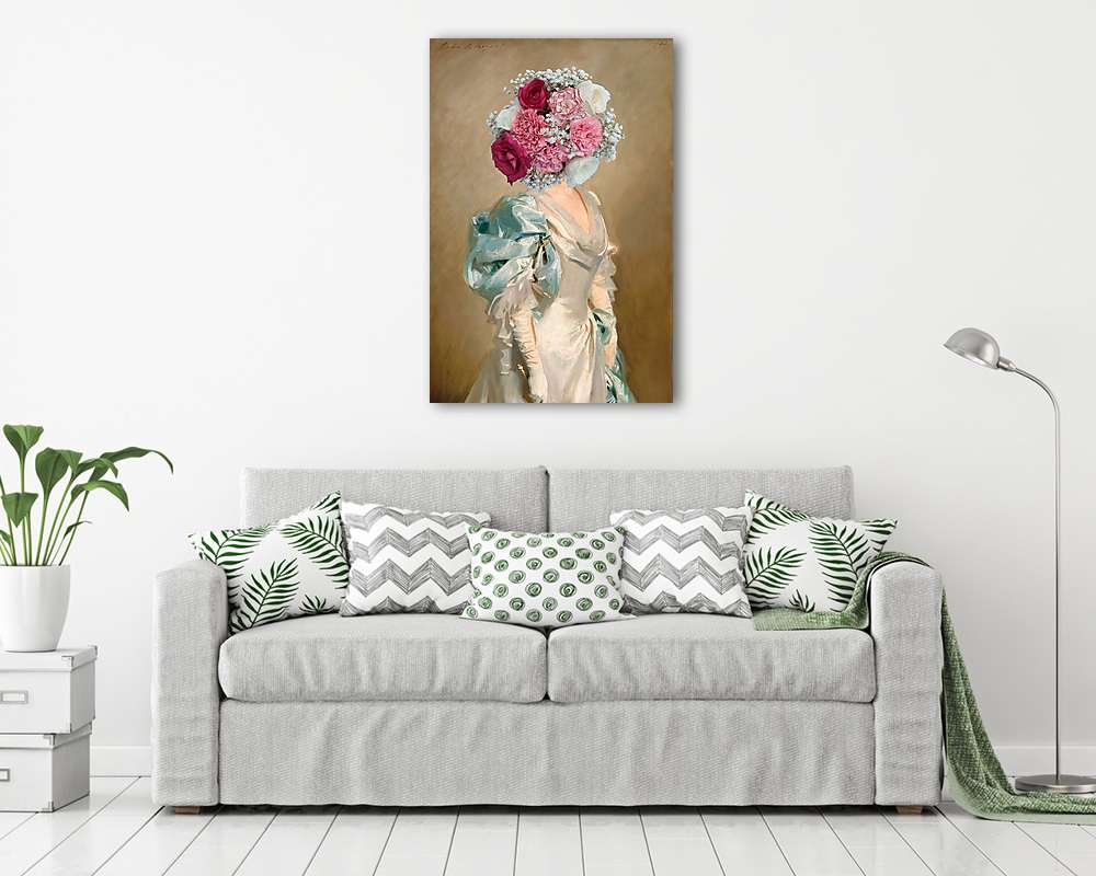 Nő, virágcsokorral a feje helyén (Barokk & Graffiti) - vászonkép, falikép vásárlás Nő, virágcsokorral a feje helyén (Barokk & Graffiti) (vászonkép) - vászonkép, falikép otthonra és irodába