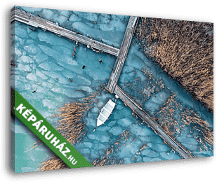 Balatoni nádas télen, csónakkal - vászonkép 3D látványterv Balatoni nádas télen, csónakkal - vászonkép 3D látványterv