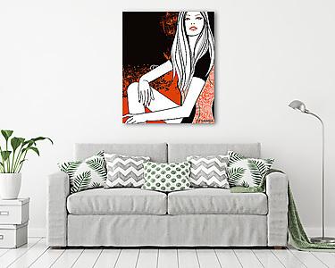Fiatal csinos, narancssárga lány (vászonkép) - vászonkép, falikép otthonra és irodába