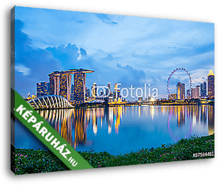 Szingapúrban Marina Bay alkonyatkor - vászonkép 3D látványterv