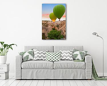 Zöld hőlégballonok, Cappadocia (vászonkép) - vászonkép, falikép otthonra és irodába
