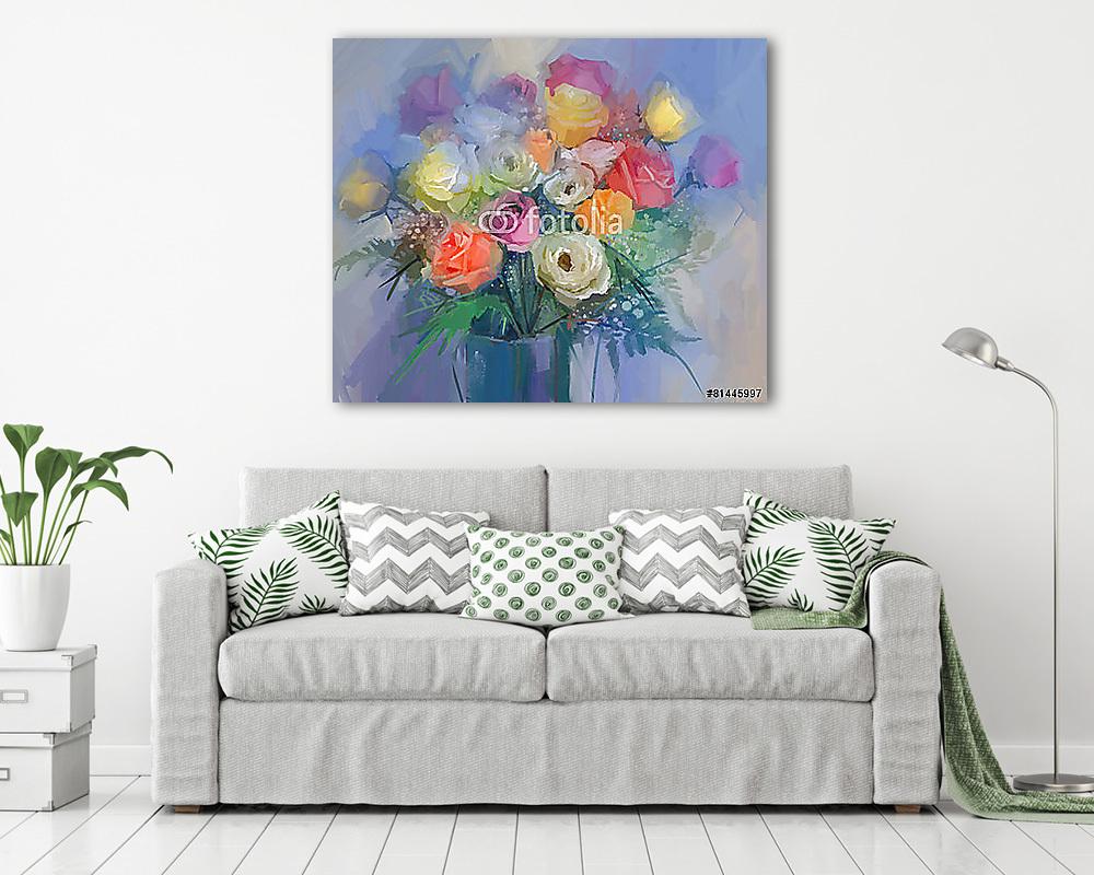 absztrakt művészi virágcsokor (olajfestmény reprodukció) - vászonkép, falikép vásárlás absztrakt művészi virágcsokor (olajfestmény reprodukció) (fotótapéta) - vászonkép, falikép otthonra és irodába